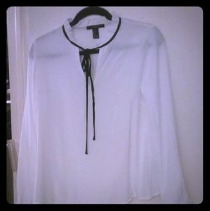 chiffon blouse with ruffle collar and tie detail